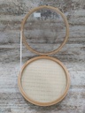 Round Linen and Wood Ring Display Stand with Lid