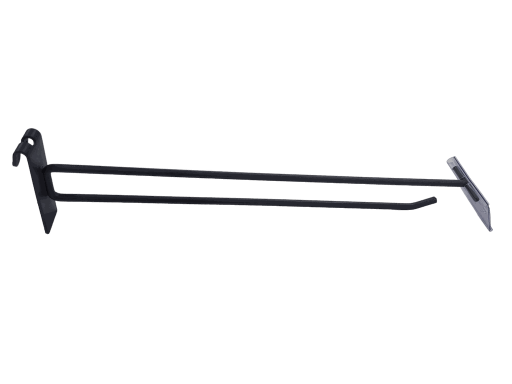 双线灰色带价格牌网钩 Gancho Gris Doble Con Portaprecio para Mallas 6mm 35cm 100/caja