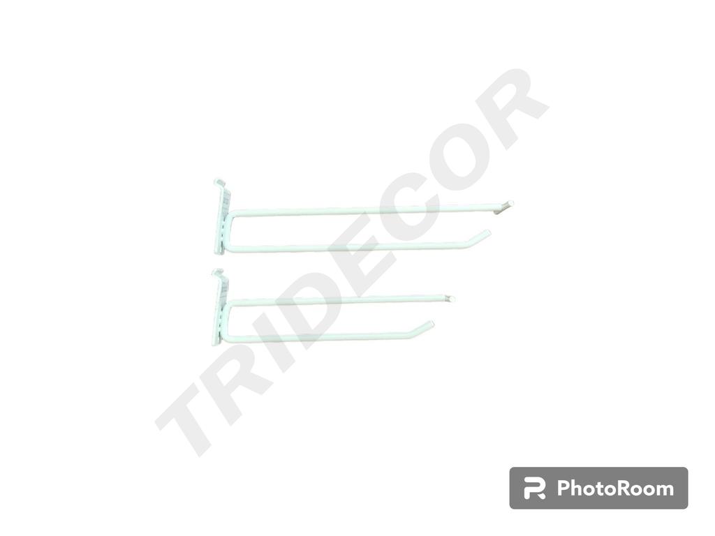 White Double Hooks with Price Holder for 25cm Aluminum Slat