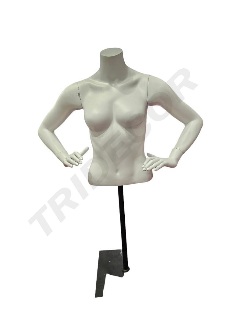 Manequim feminino branco fosco com suporte de base