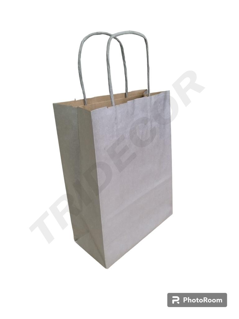 Bolsas De Papel kraft Xs Asa Rizada Plata 18+8X24 Cm 056641