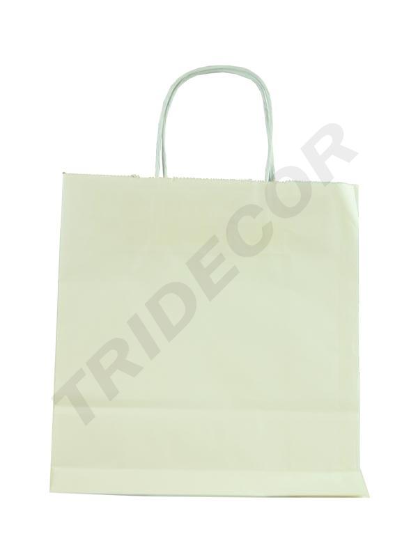 Bolsas De Papel Asa Rizada Blancas 18+8X24 Cm 056436 ,25 Und