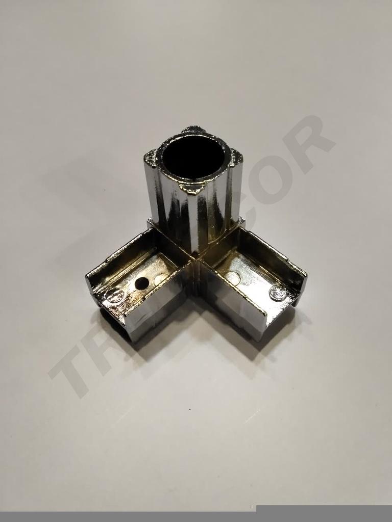 União Tubo Quadrado Com 2 Tubos Direcionais Cromados 25X25mm