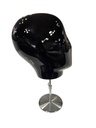 Glossy Black Man Head With Metal Base