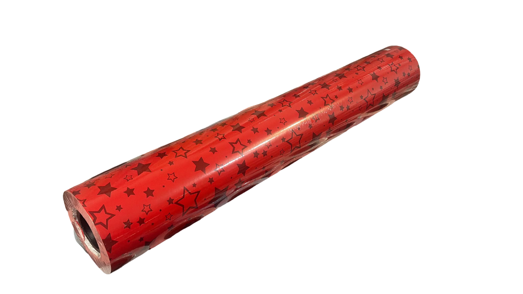 Papel de Regalo Rojo Con Estrellas 62 cm