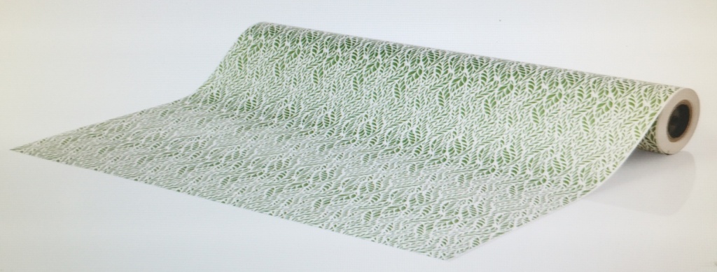 Papel de regalo blanco con hojas verdes 62cm 4 kg
