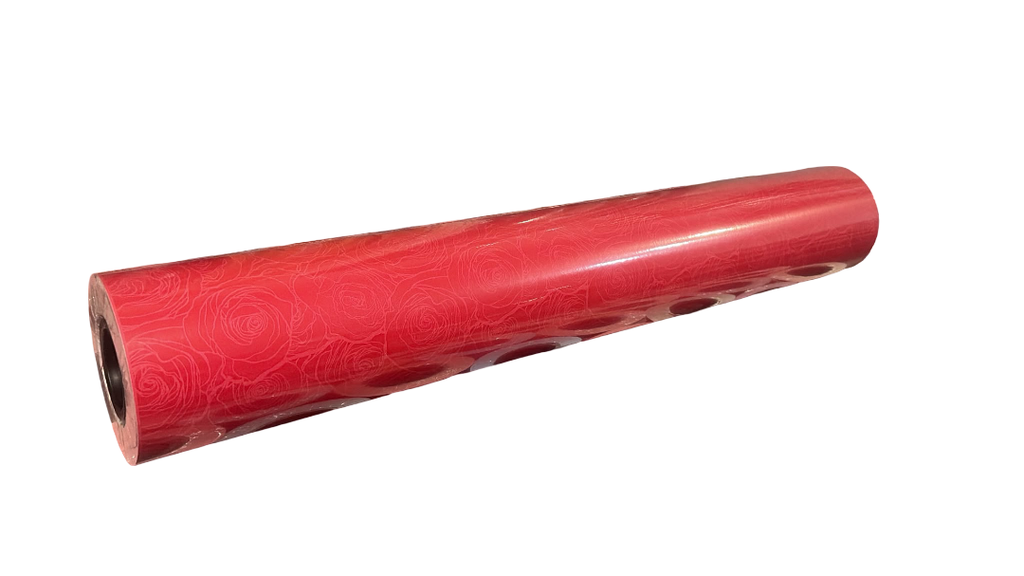 Papel de Regalo Rojo Con Rosas 62 cm