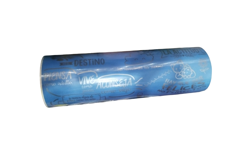 Bobina de papel de regalo Frases Azul Y Plata 31cm