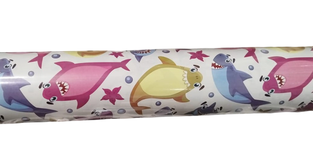 Bobina de papel regalo Estampado Tiburones De Colores 62 cm