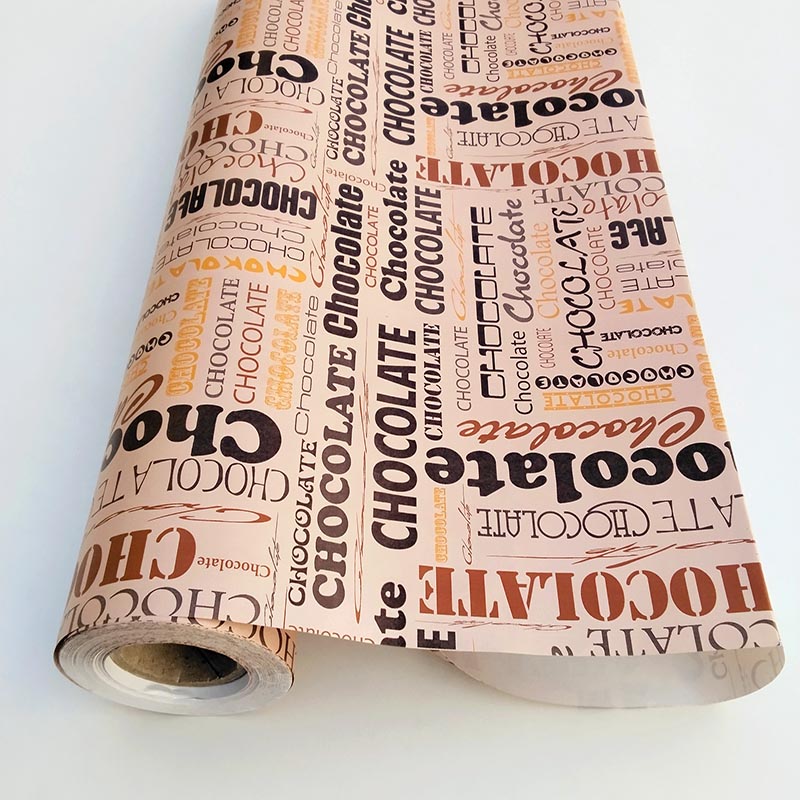 Papier cadeau texte en chocolat 62 cm
