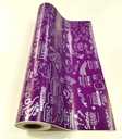 Purple gift wrap roll with phrases 62 cm