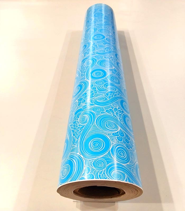 Papel De Envoltura Espiral Azul 62 Cm