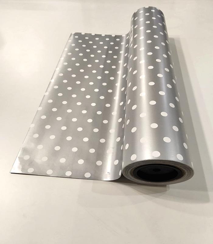 Silver Gift Wrap Rolls with White Dots 62 cm