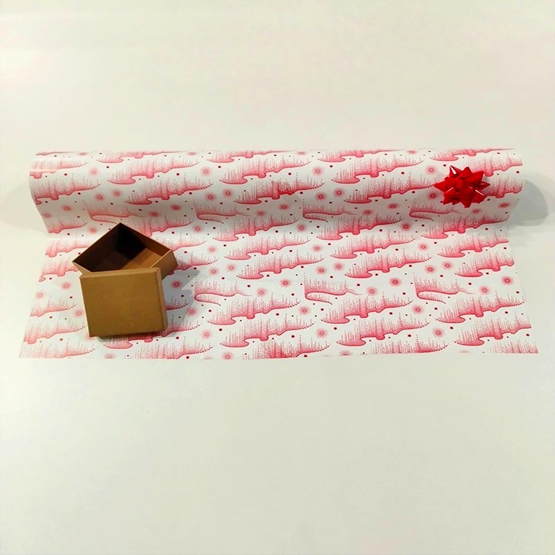 White Gift Wrap with Red Print 62 cm