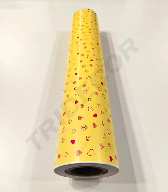 Yellow Gift Wrapping Paper Rolls with Hearts 62 cm