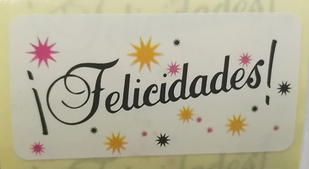Etiqueta Felicidades Con Estrellas De Colores 500 Unidades