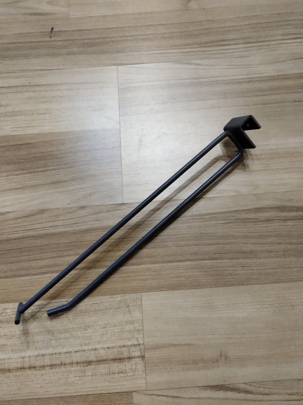 Gancho cinzento com suporte de preço para tubo retangular 30 cm