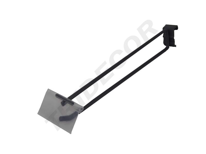 Doble Gancho Gris con Soporte de Precio para Reglas/Mallas 30cm 6mm