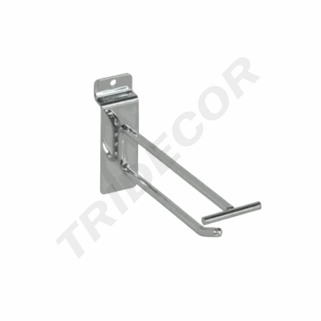 Cârlig dublu cu suport pentru etichetă de preț pentru panou cu lamele de 6mm 15cm