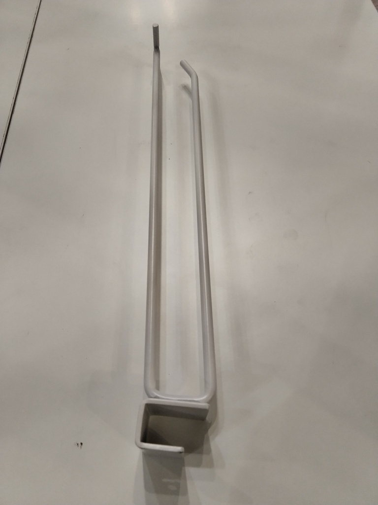 Double White Hook with Price Holder for Rectangular Tube 40Cm 6mm