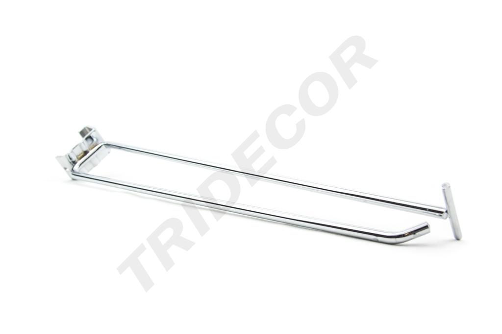双线电镀带价格牌卡扁管钩 Gancho Doble Cromado Con Portaprecio para Tubo Rectangulo 6mm 35cm 100/caja
