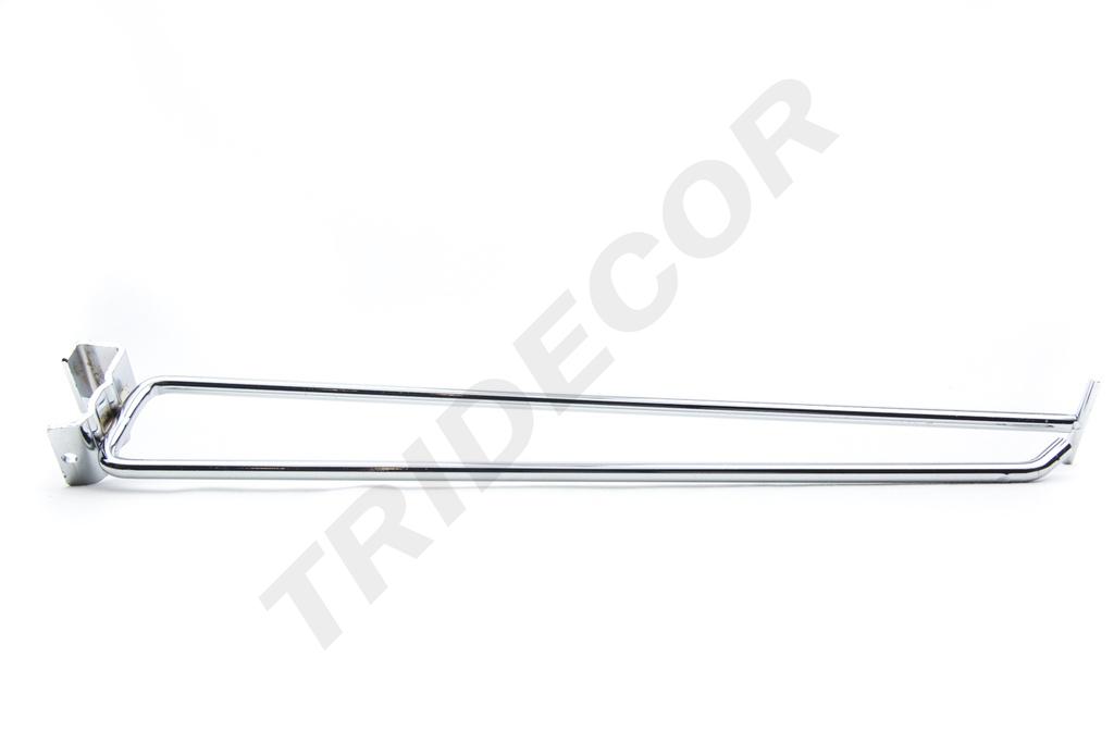 Chromhaken mit Preishalter für rechteckiges Rohr 25 cm 6 mm