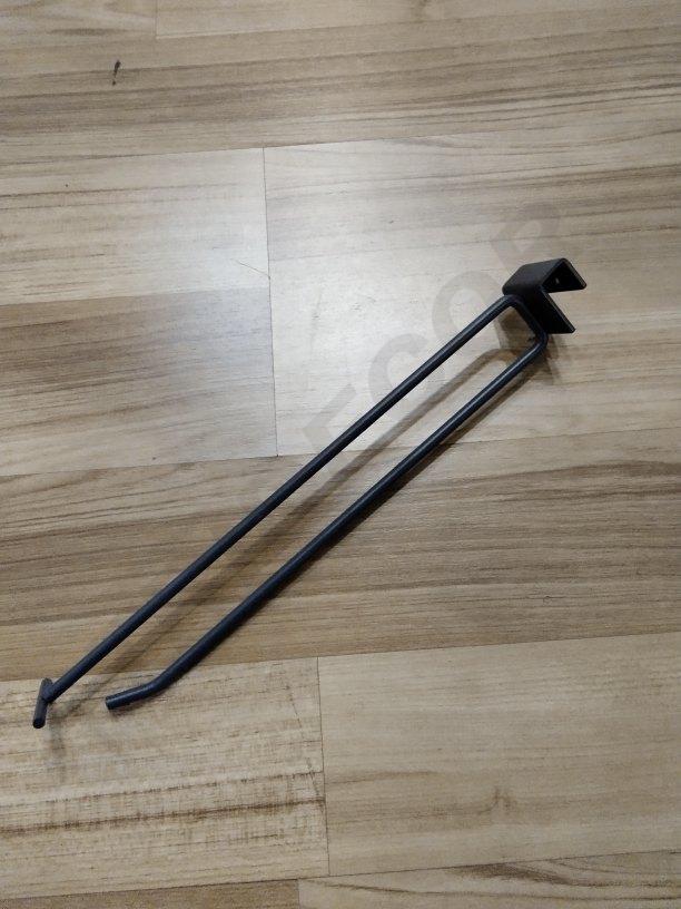 双线灰色带价格牌卡扁管 Gancho Doble Gris Con Portaprecio para Tubo Rectangular 6mm 25cm