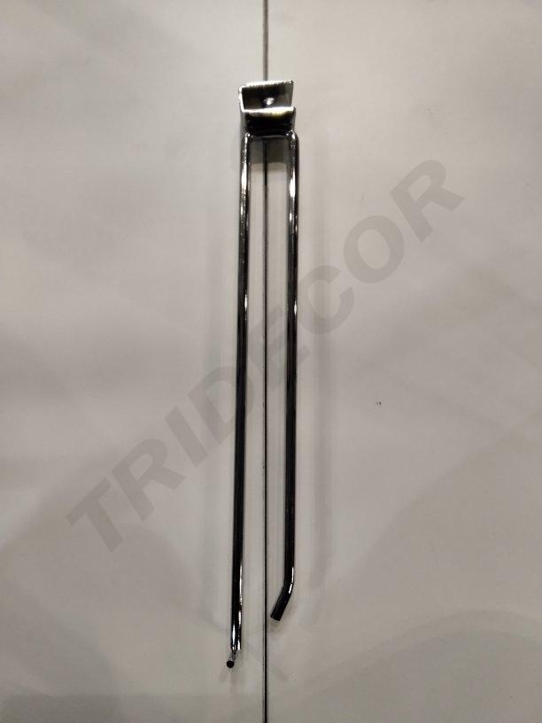 Gancho cromado con portaprecio para tubo rectangular 35 cm 8 mm