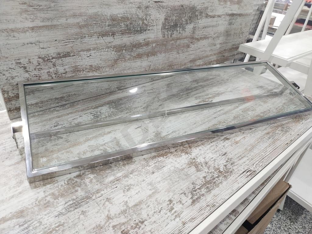 层板吊侧挂 框前后加小方管玻璃托118.7X35cm Estante Con Crisital para Cramallera Acero Inox 118.7X35cm
