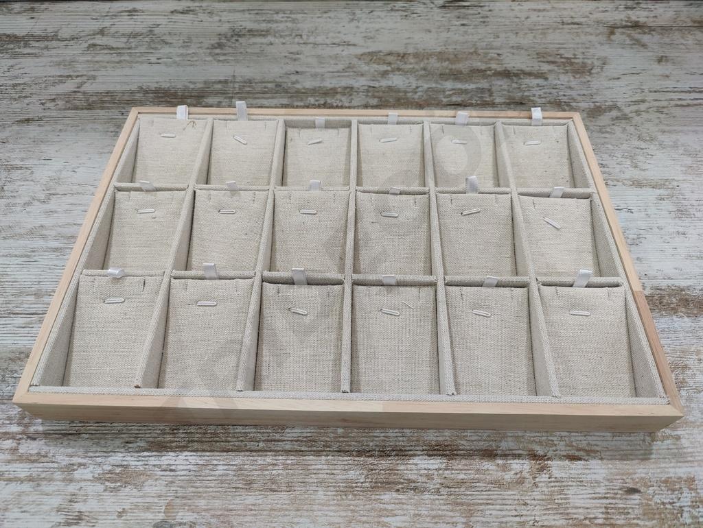 Wooden Display Tray with Linen