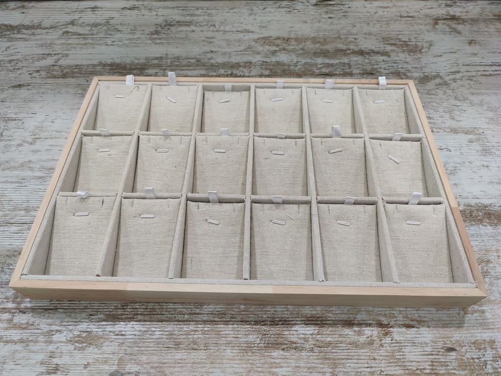 Wooden Display Tray with Linen