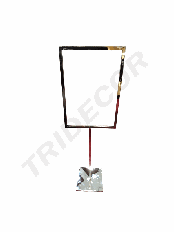 Portacarteles A4 Marco Vertical En Acero Brillo Con Base