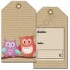 Brown Die-Cut Labels with Owls 3.5X5.5cm 200/Pack