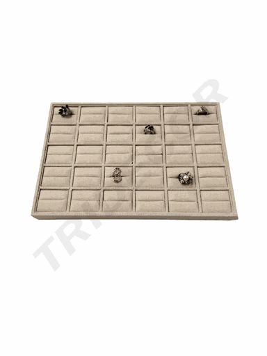 [019605] bandeja beige 30 complementos 5*6位海绵插戒盘白麻 BANDEJA LISA