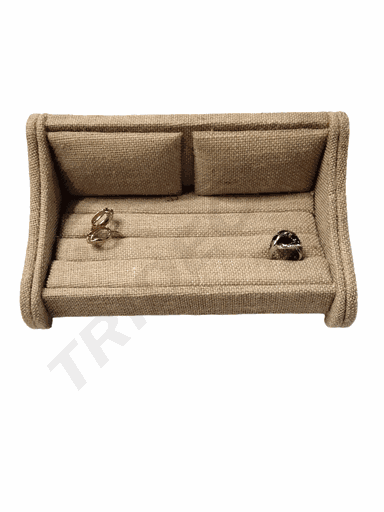 [019613] Expositor Doble Para Anillos C/Forma De Sofa-Lino Amarillo