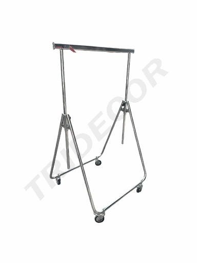 [038002] Cabide dobrável ajustável cromado com rodas 150X50X200cm