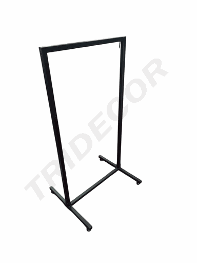 [038771] 25mm黑色方管单杆衣架Perchero Negro Simple 60X110cm