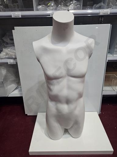 [040016] Busto de homem meio corpo sem cabeça branco fosco