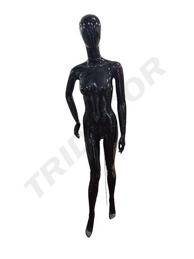[040780] Maniquí Mujer Negro Brillo Sin Facciones