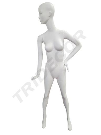 [040785] Maniquí De Mujer Blanco Mate Con Brazo Izq A La Cadera