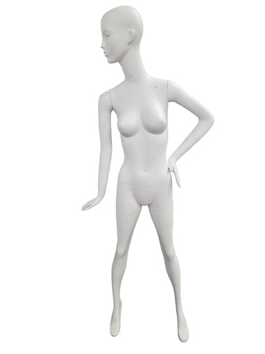 [040785] Maniquí De Mujer Blanco Mate Con Brazo Izq A La Cadera