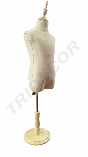 [040894] Busto Infantil En Tela De Lino y Madera Clara