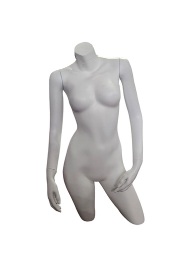 [040938] Buste de Femme en Fibre Blanc Mat avec Bras