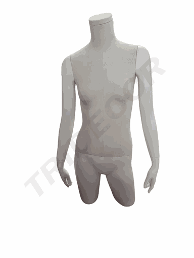 [040949] Woman Bust In Matte White Linen And Fiberglass