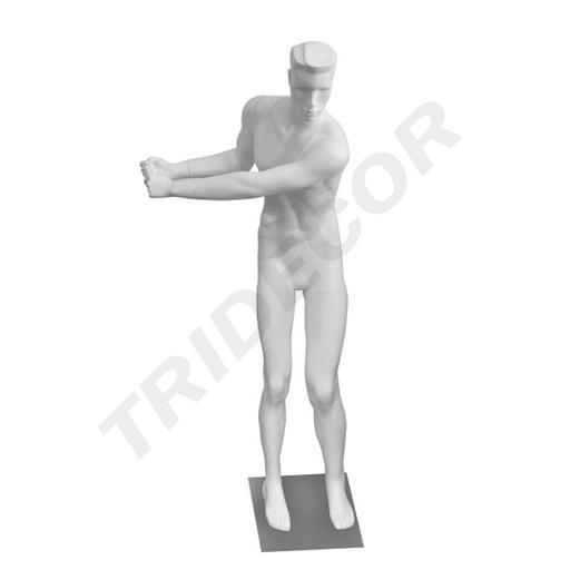 [040970] Mannequin de sport d'homme en blanc mat jouant au golf