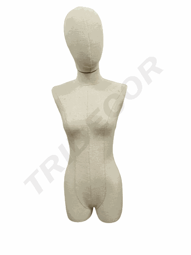 [041031] 女模 带头 不配手臂和底座 Busto Mujer Tela Lino Con Cabeza Sin Brazo y Sin Base