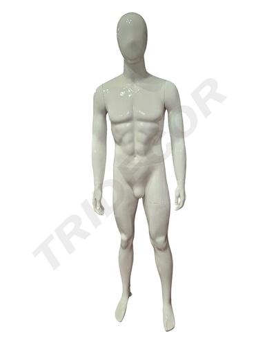 [041091] Mannequin masculin en fibre de verre blanc brillant