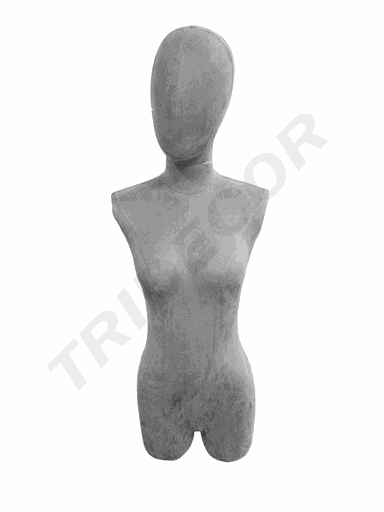 [041148] Gray Fabric Bust with Head Without Arms