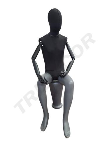 [041218] 男黑色包布坐模 Maniqui Hombre Sentado Lino Negro