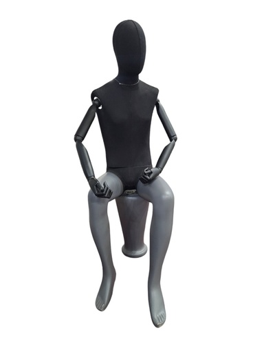 [041218] Black Linen Seated Man Mannequin